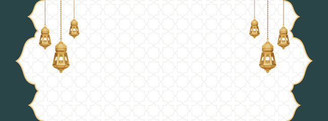 Elegant Islamic Golden Lantern Background Ramadan Theme for Eid Banner and Greeting Design