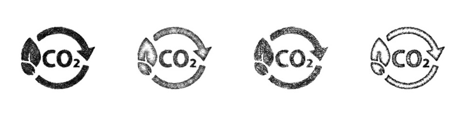 Sketch carbon neutral icon design set