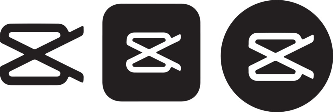 capcut Icon Set of the Cutting Tool: A collection of minimalist icon illustrations of the tool, each distinctively framed within a variety of geometric shapes.