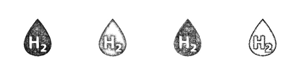 Sketch hydrogen energy icon design set