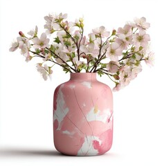 Floral arrangement in pink vase home decor still life bright studio artistic concept
