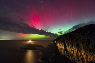The most amazing aurora over South Stack Lighthouse Anglesey
