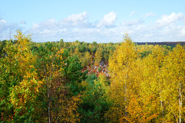 Gorges of Apremont in autumn season. Fontainebleau forest