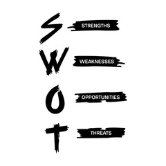 Swot vector brush graphics for infographic illustrations. Black swot brush vector.
