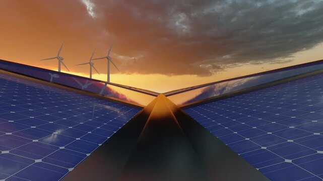 solar panels and wind turbines