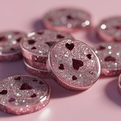 Sparkly Pink Heart Glitter Coasters