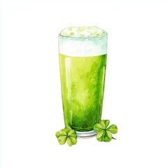  Green Beer with Shamrocks Watercolor
