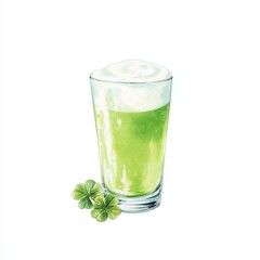  Green Beer with Shamrocks Watercolor