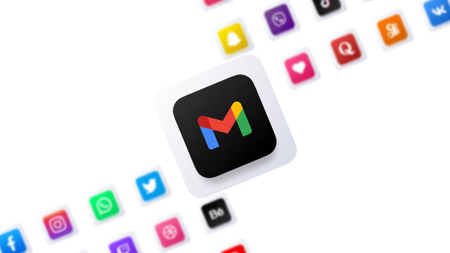 Gmail mail app icon 3d design digital communication technology email network background