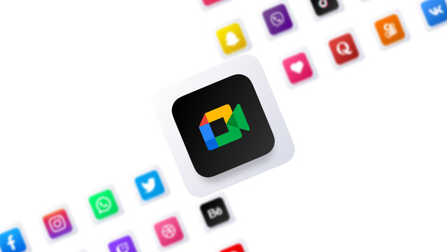 google meet video app icon 3d design digital communication technology network background