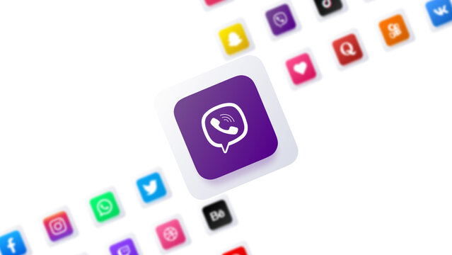 viber chat app icon 3d design digital communication technology social network background
