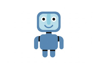 Fototapeta premium blue cartoon robot illustration with simple and friendly design.