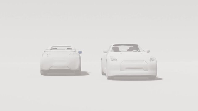 Abstract White Sports Cars Studio Render Comparison Concept