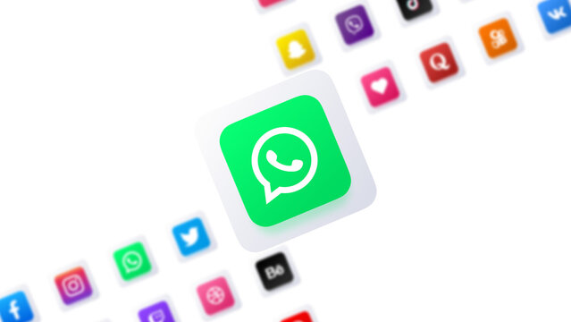WhatsApp app icon 3d social media network communication digital background