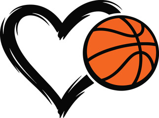 Heart Shape Basketball Sports Vector