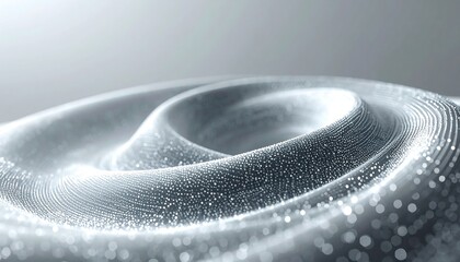 Abstract White Particle Wave with Flowing Digital Motion.