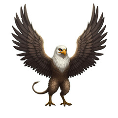 Obraz premium Epic Griffin with Wings Spread Wide, Isolated Subject on Alpha Channel