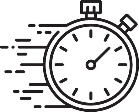 Fast Stopwatch Timer Icon with Motion Lines