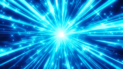 Fototapeta na wymiar 水色の集中線のキラキラ光るエフェクト背景