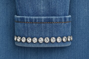 Denim cuff with sparkling rhinestones.