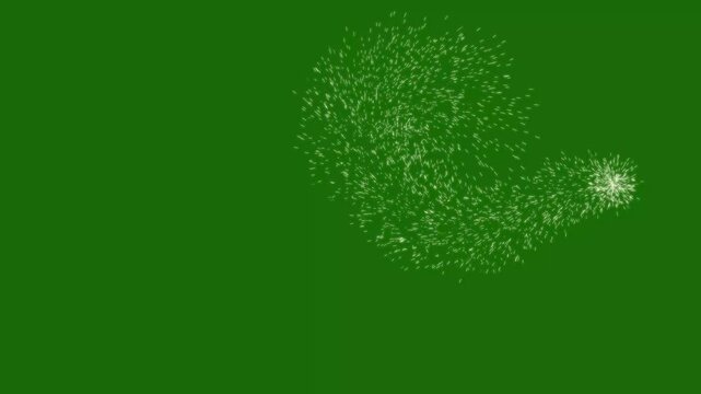 Sparkling star twinkle glitter animation with glowing pixie dust burst, shimmering particles and simple doodle magic path on transparent Green background, festive 4K loop video