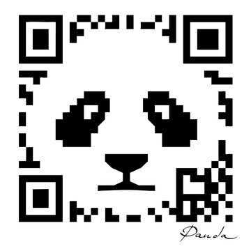Panda animal made using the QR-code technique.Tattoo, print, stamp