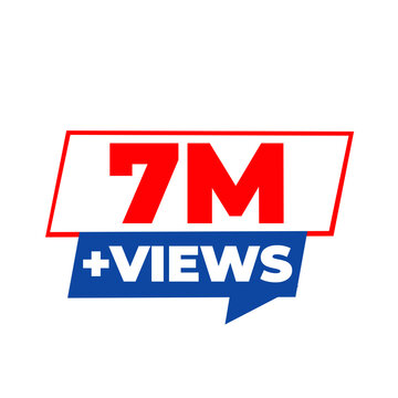 7M Views PNG, White Online Reach Counter, Viral Audience Badge, Viewer Growth Label, Trending Sticker Graphic