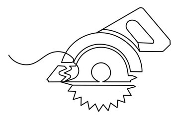 Fototapeta premium Circular saw tool in continuous one line drawing style
