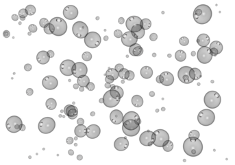 Collection of gray spheres isolated on transparent background