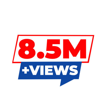 8.5M Views PNG, Trending Viewer Reach Badge, Audience Popularity Counter, Digital Growth Label, Social Sticker Graphic
