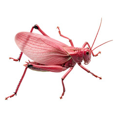Rare vibrant pink grasshopper insect, isolated PNG with background removal