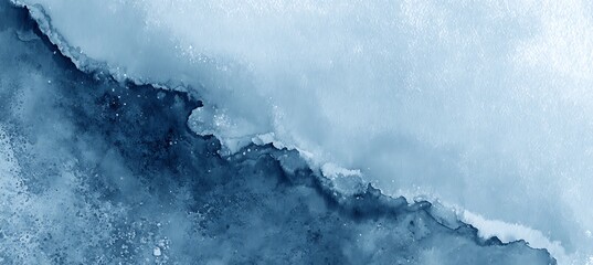 Unique blue abstract watercolor painting with artistic diagonal splatter design element