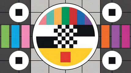 Vintage television test pattern with geometric shapes and colors  retro broadcast signal