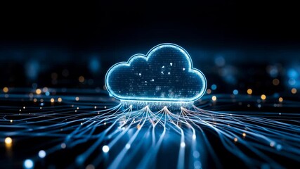 Abstract glowing cloud network with digital connections representing data flow cloud computing innovation and modern technological infrastructure - Powered by Adobe