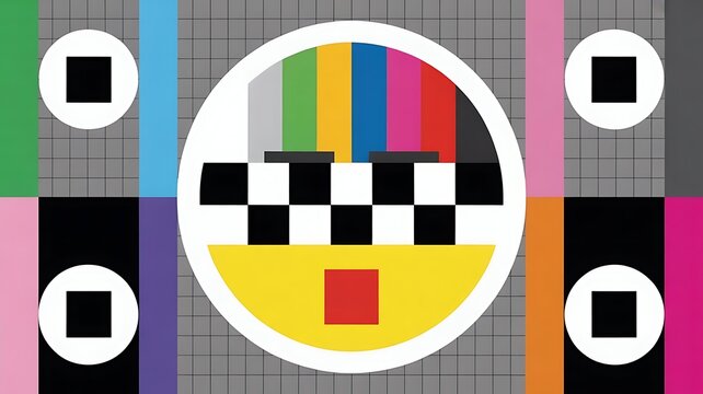 Colorful test pattern television signal graphic illustration for broadcasting