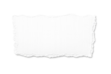 Obraz premium White torn paper fragment with ragged edges, a blank scrap for note, message, or copy space, transparent background