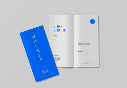 Bifold Brochure Mockup with Open and Closed