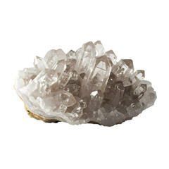 Raw clear quartz crystal cluster, transparency cut-out