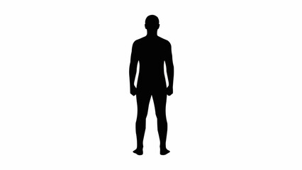 Silhouette of a standing man against a white background. © MAS