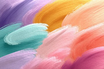 Abstract colorful brush strokes on textured canvas.