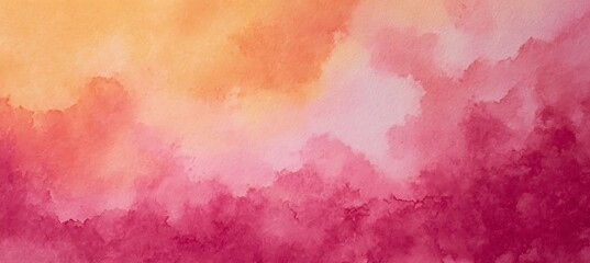 Beautiful vibrant watercolor background with shades of orange and pink tones blending
