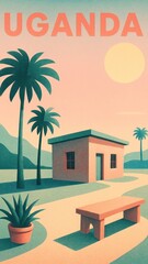 Obraz premium Tropical sunset landscape mobile wallpaper