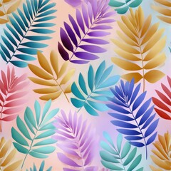 Vibrant tropical leaves pattern in various colors.