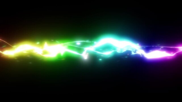 カラフルな虹色の稲妻のエフェクトの背景画の動画
