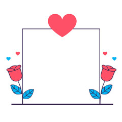 Romantic Valentine Day card with roses and heart, vector illustration.