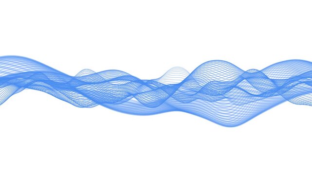 Abstract wavy blue lines on white background. 4K seamless loop 60 fps	
