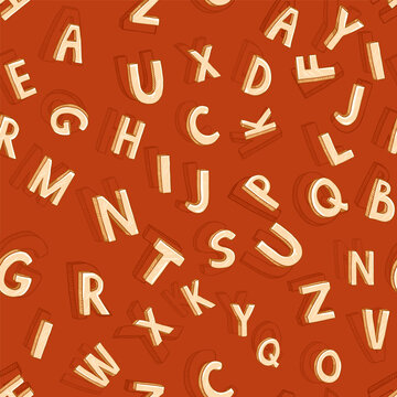 Vector Seamless Pattern of Cartoon Letters