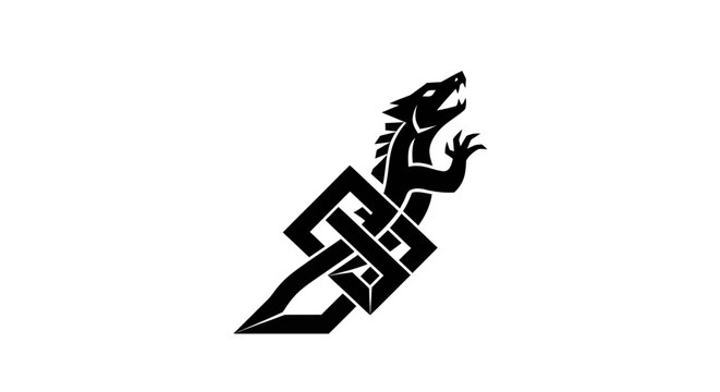 Black dragon emblem on white background