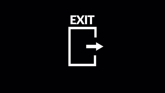 logout exit animation with  exit sign with arrow in transparent background exit animation in 4K animation with alpha channel