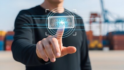 A man approves customs clearance for shipping